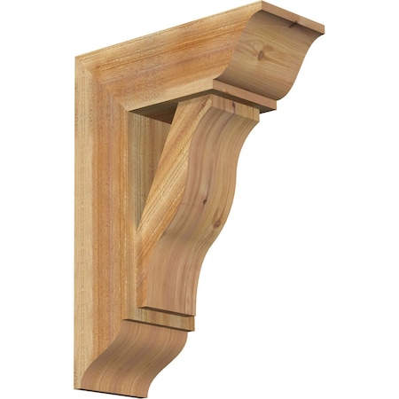 Ekena Millwork Funston Traditional Rough Sawn Bracket w/ Offset Brace, Western Red Cedar, 8"W x 20"D x 28"H BKT0806X20X28FST01RWR